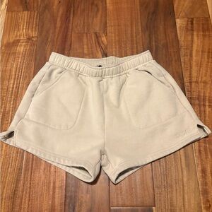 SACRÉ Cozy Fleece Lounge Shorts Beige Drawstring Size Small (0973)
